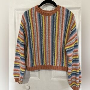 Billabong Multi color stripes knit crop top sweater size M